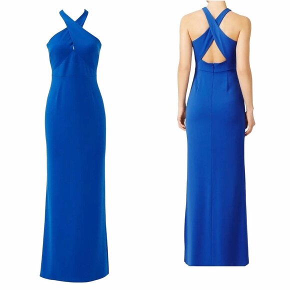 Laundry by Shelli Segal Dresses & Skirts - Laundry by Shelli Segal Blue Cross Back Halter Gown Size 4 Long Formal Dress
